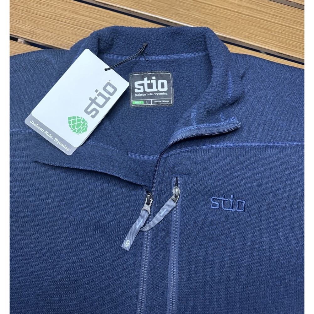 NEW STIO Wilcox Fleece Sweater Full Zip Jacket Men’s Large Mountain Shadow - Picture 3 of 10